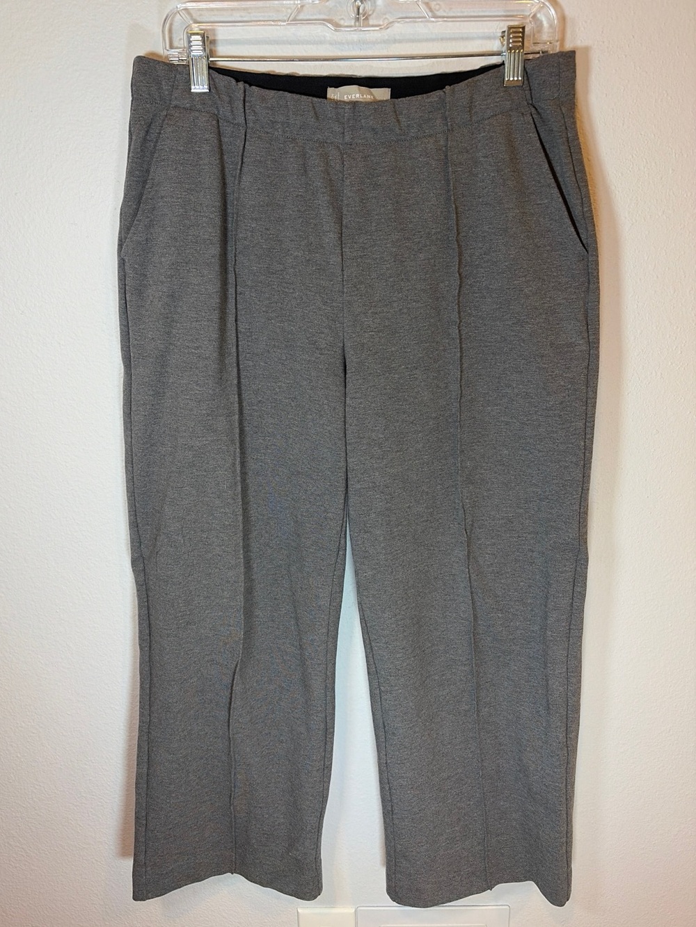 Everlane The Dream Pant Large Grey  Pintuck Work Office PullOn Wide Leg Stretch